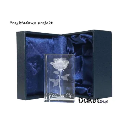 Róża 3D w krysztale z dedykacją - Dukat24.pl